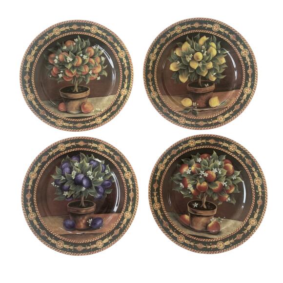 Rochard Other - Rochard Limoges Topiary Fruit Tree Salad Plates Set of 4 France 7.75 in